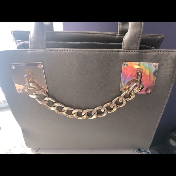 Handbags - Taupe Gold Chain Purse